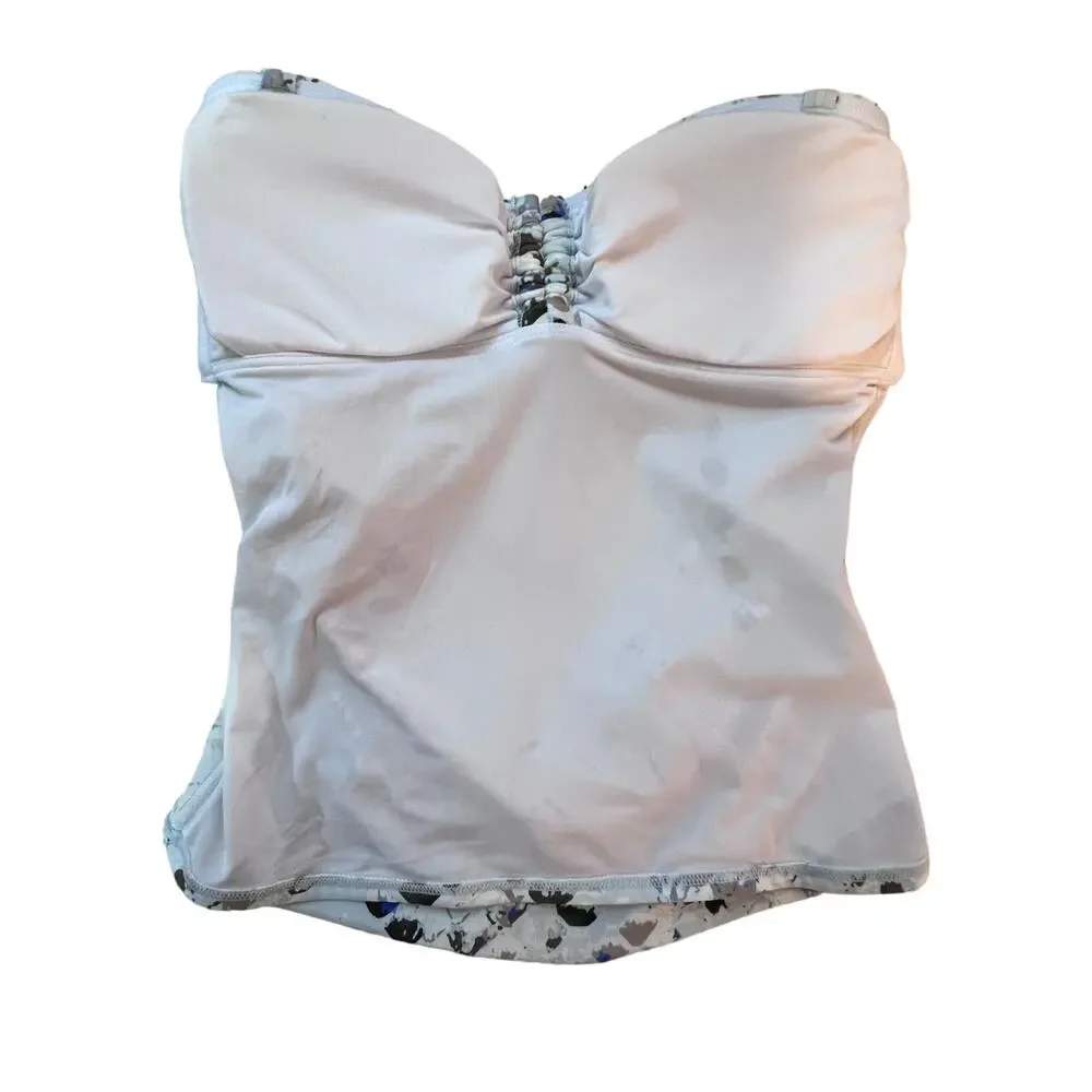 DKNY WOMENS SZ XS TANKINI TOP PRINTED BANDEAU BOW JUMBO MULTI SNAKE SPLASH MULTI - Picture 7 of 10